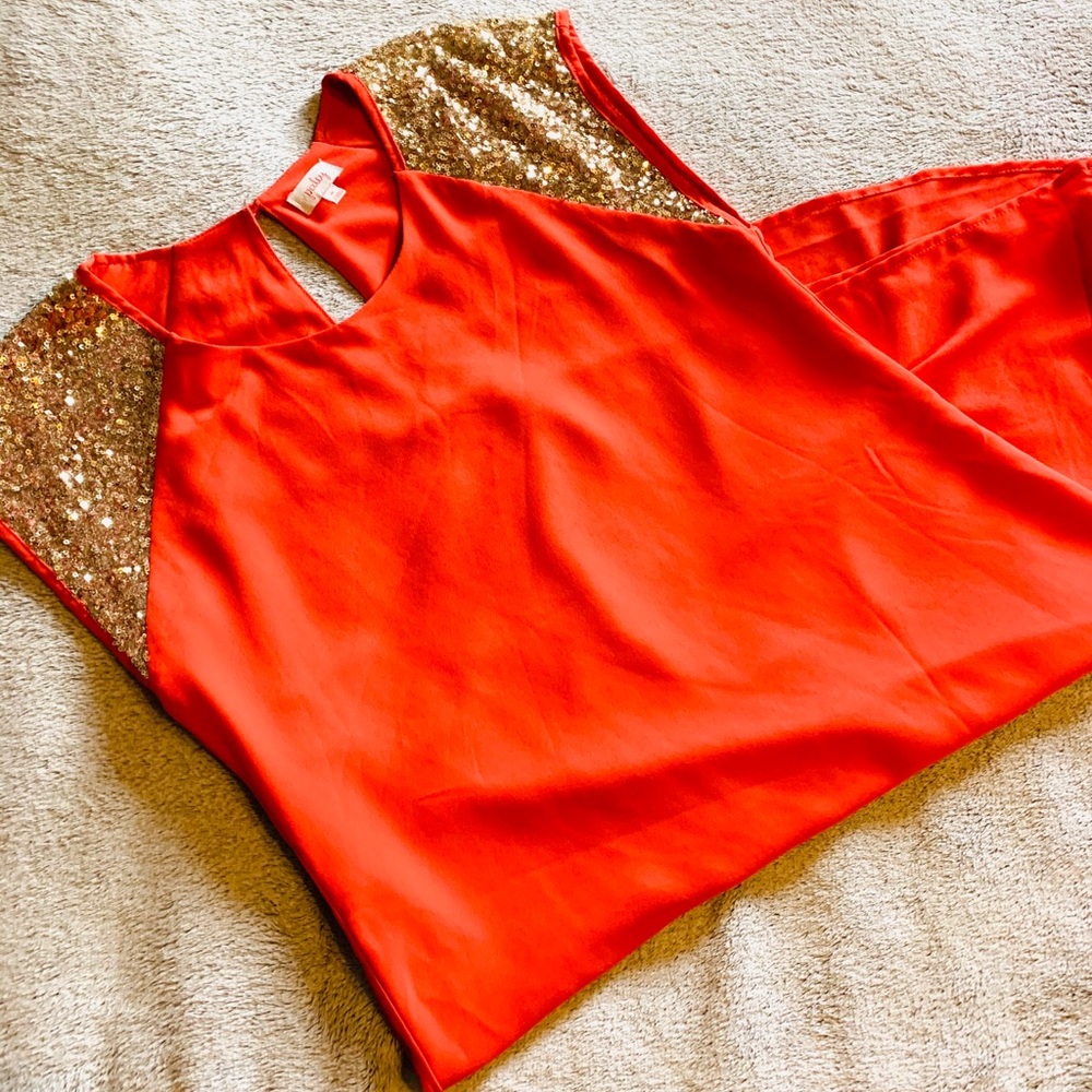 Gorgeous! Coral and Gold Shift Dress